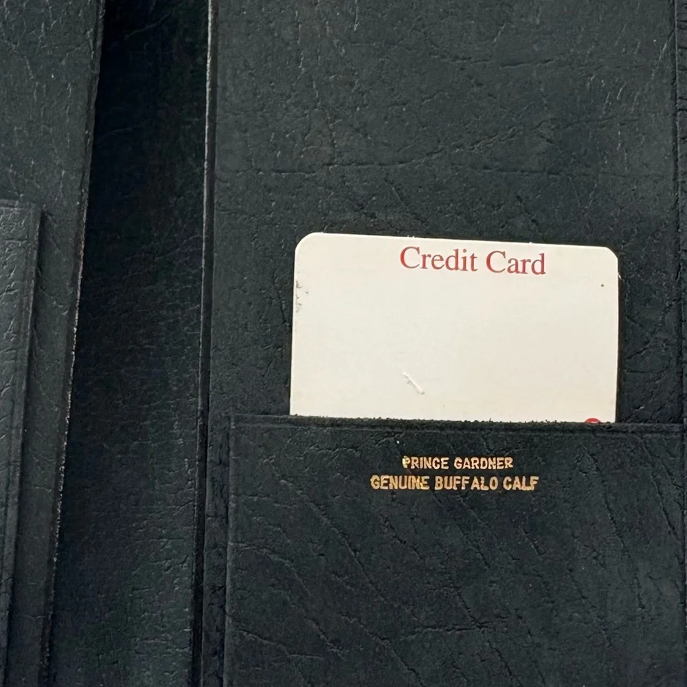 NWT Vintage Genuine Leather Black Check Book Wallet in Box Wallet Only